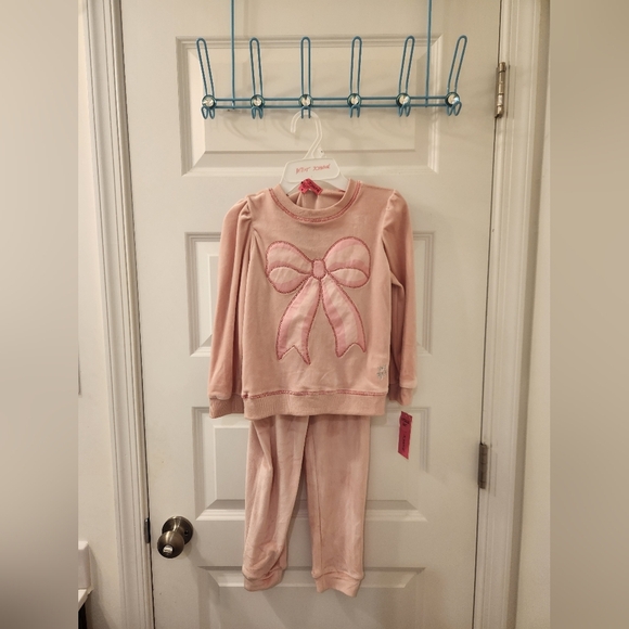 Girls Outfit Set Size 6 Betsey Johnson Pink Bow NWT Joggers Sweatshirt #H254 - Picture 1 of 5